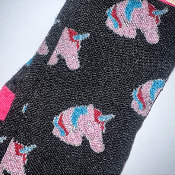 Women’s Black and Pink Unicorn Socks - Picture 3 of 5